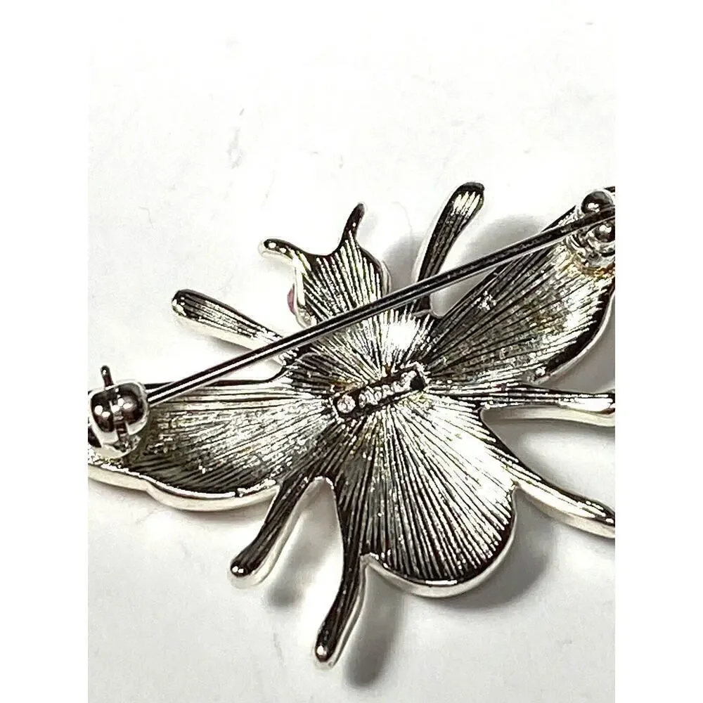 MONET Brooch Bug Multi Color Silver Tone Rhinestones Enamel
